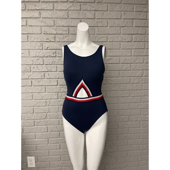 Tommy Hilfiger Woman  Navy Cut-Out One Piece Swimwear Size 8 - Picture 1 of 8